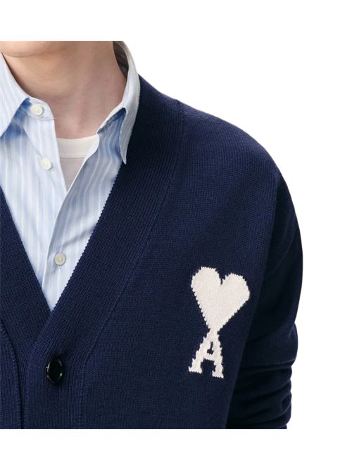 AMI ParisCardigan con scollo a V Ami Paris | UKC380.KN0156A116 ENCRE/ECRU